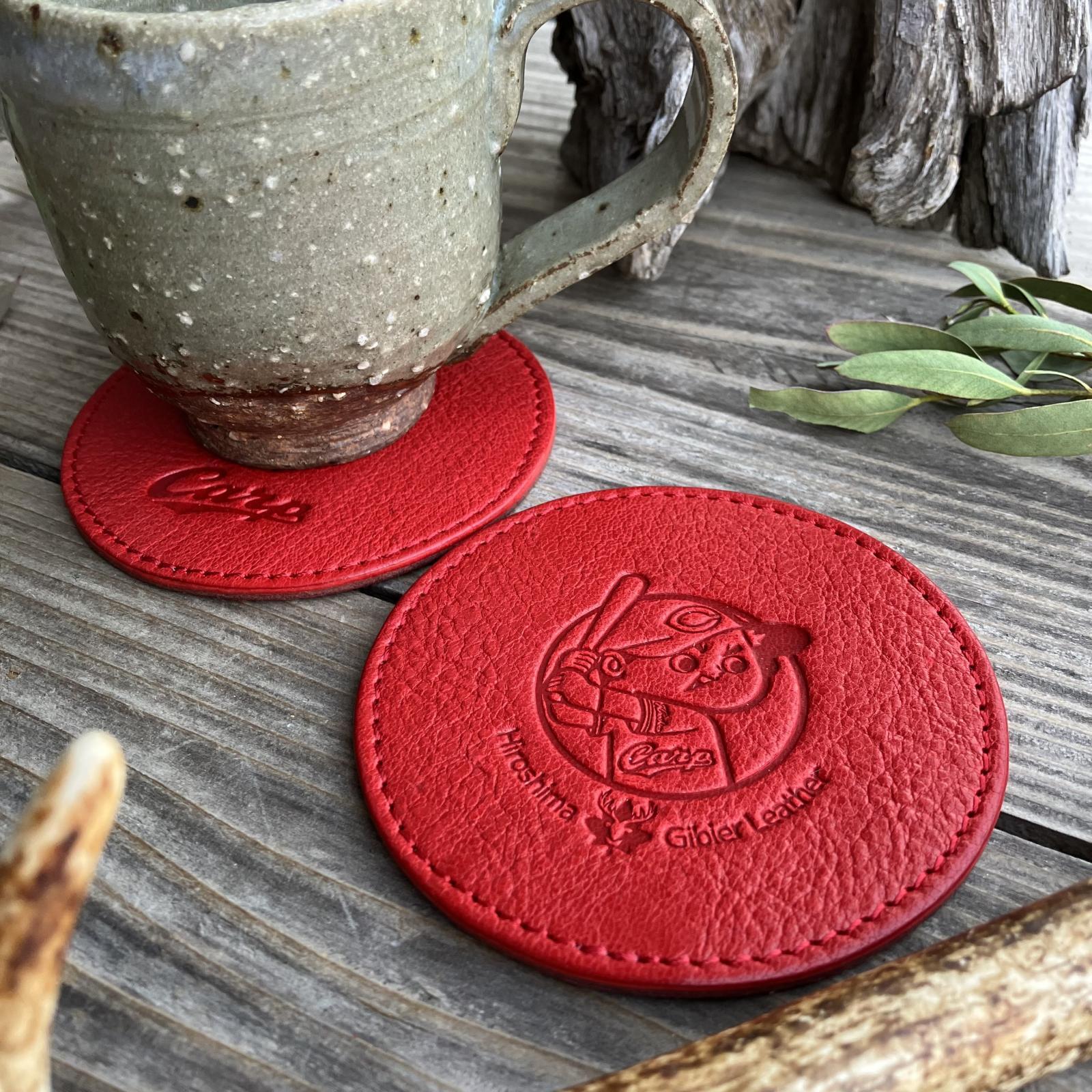 【広島ジビエレザー×カープ】コラボ鹿革コースター　カープ坊や