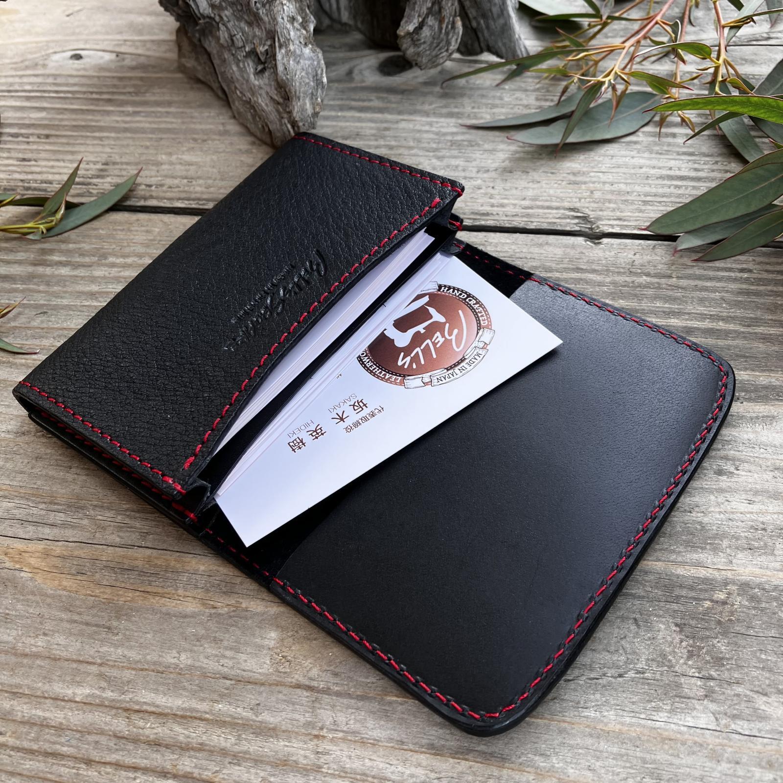 【広島ジビエレザー×カープ】コラボ猪革名刺入れ ブラック