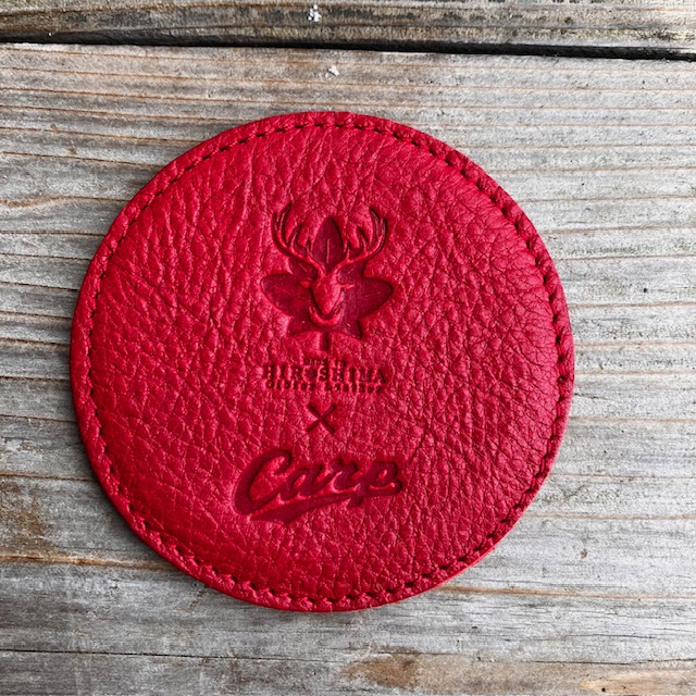 【広島ジビエレザー×カープ】コラボ鹿革コースター　鹿ロゴ